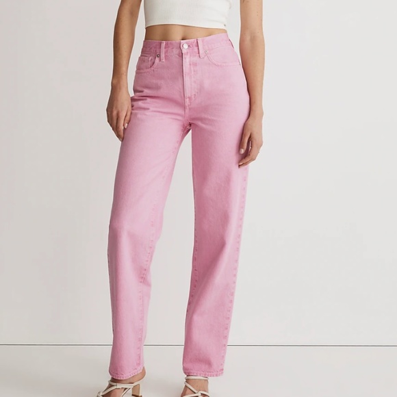 NWT Madewell Baggy Straight Pink Jeans - Picture 1 of 6